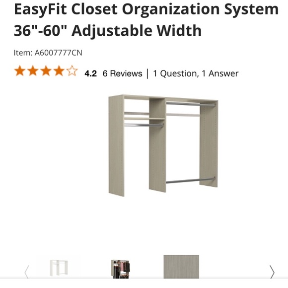 EasyFit Closet Organization System 36"-60" Adjustable Width - Picture 1 of 2